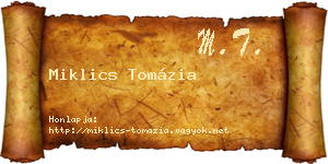 Miklics Tomázia névjegykártya